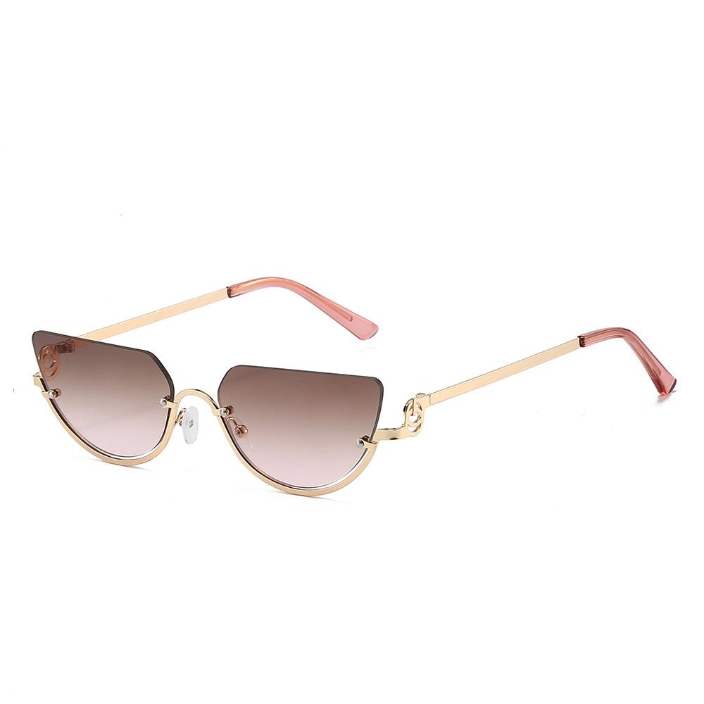 Retro Punk Women Half Rimless Sunglasses Women Fashion Clear Ocean Lens Shades Uv400 Men Small Frame Trending Sun Glasses