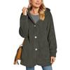 Women's Long Sleeve Button Pocket Casual Plush Hooded Jacket