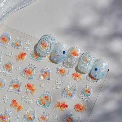 Goldfisch Meer Selbstklebende Nagelsticker Nagelsticker Handdekoration Geschenk