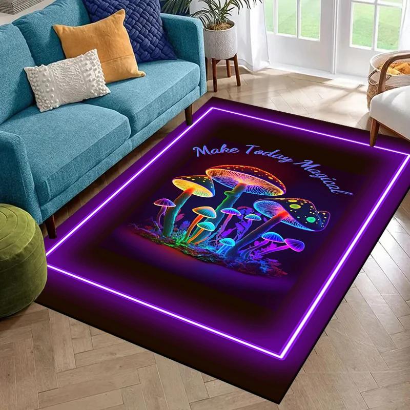 Psychedelic Mushrooms Carpet for Living Room Game Rugs Soft Floor Cartoon Rugs Bathroom Rug Mat Yoga Mat Home Decor Area Rug