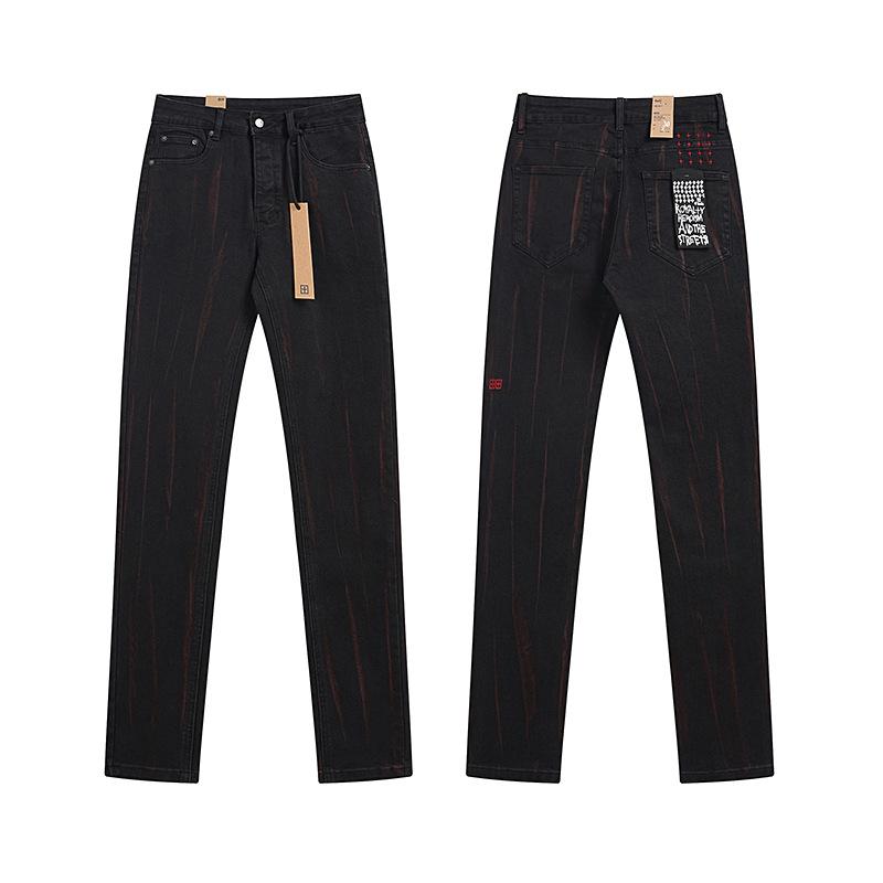 Purple Brand Ink Printing Meichao High Street Retro Ripped Casual Trend Denim Horn Pants Small Feet