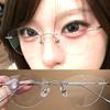 Korean Style Rimless Cat Eye Glasses Clear Anti Blue Light Eyeglasses Women Men Vintage Transparent Rimless Versatile Eyewear