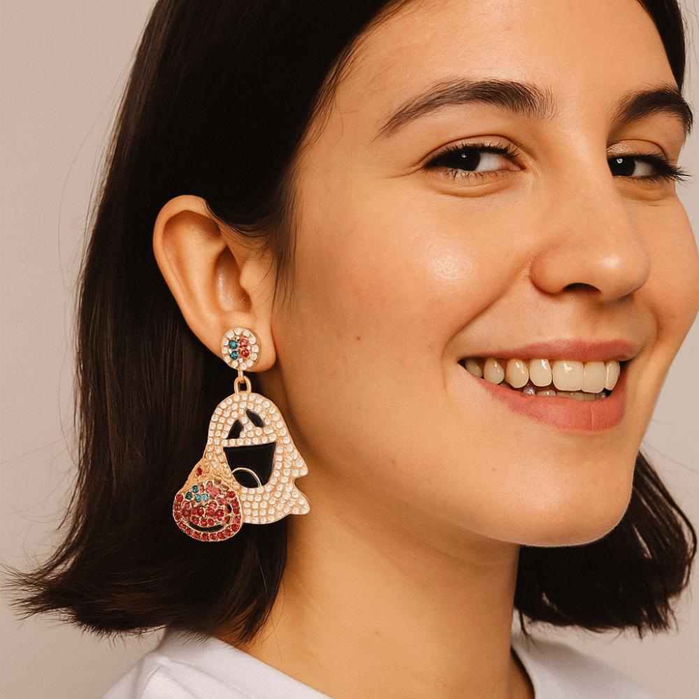 Kawaii Ghost Pumpkin Earrings Pearl Halloween Party Jewelry Cool Cute Ghost Earrings Party