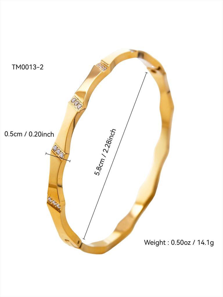 INS Style Simple Encrusted Zirconia Bracelet Bracelet Fashion Retro Style 18K Gold-Plated Stainless Steel Bracelet Bracelets