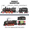 Simulated Railway Trains Retro Steam Train Model Children Toys Electric Rail Train Track Boy Toy Kids New Years Christmas Gifts