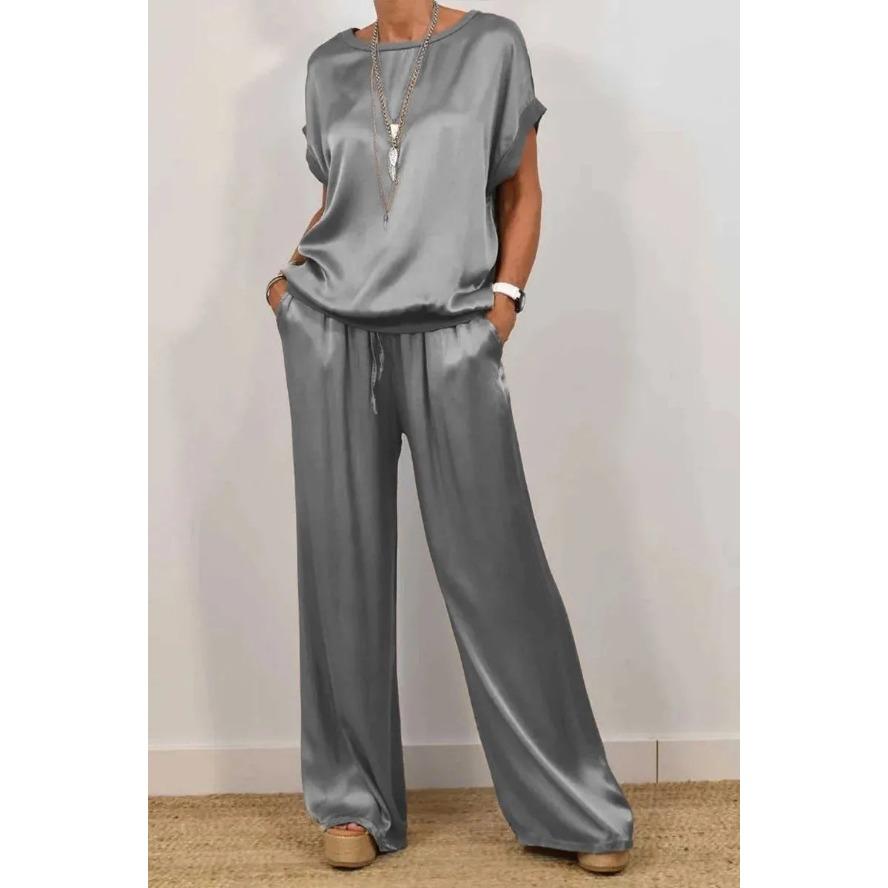YYFS Damenmode Casual Sommer Frühling Einfarbig Druck Kurzarm O-Ausschnitt Hosen Hosen Anzüge