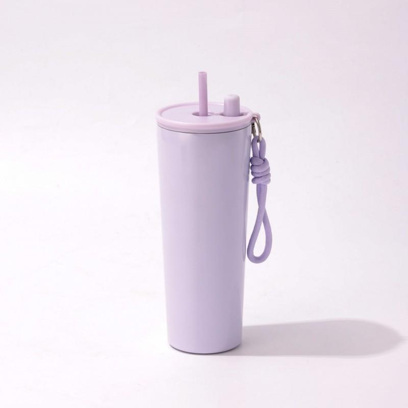 Large Capacity Vacuum Insulated Stainless Steel Travel Mug With Handle Straw Office Outdoor Use 710ml