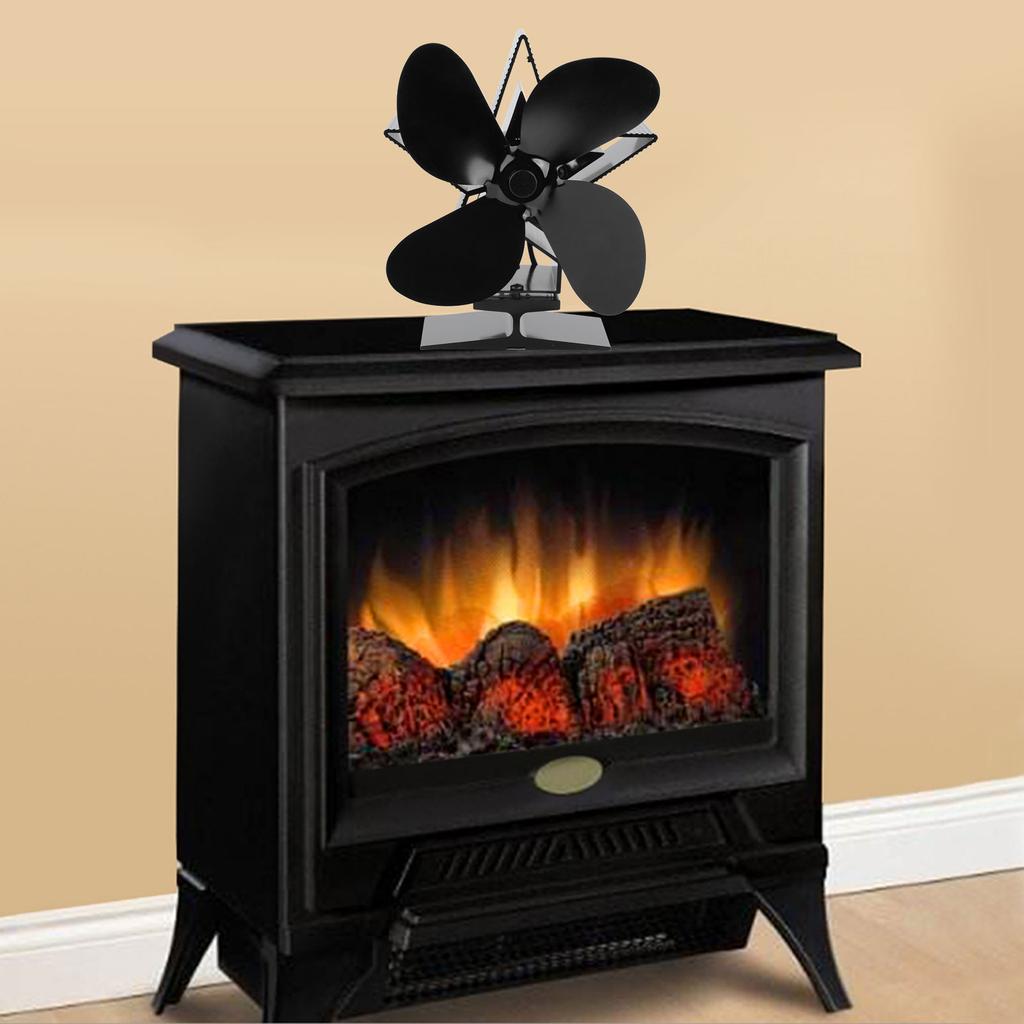 4 Blade Thermal Ht Powered Wood Stove Fan Fireplace Accessory for Ht Distribution