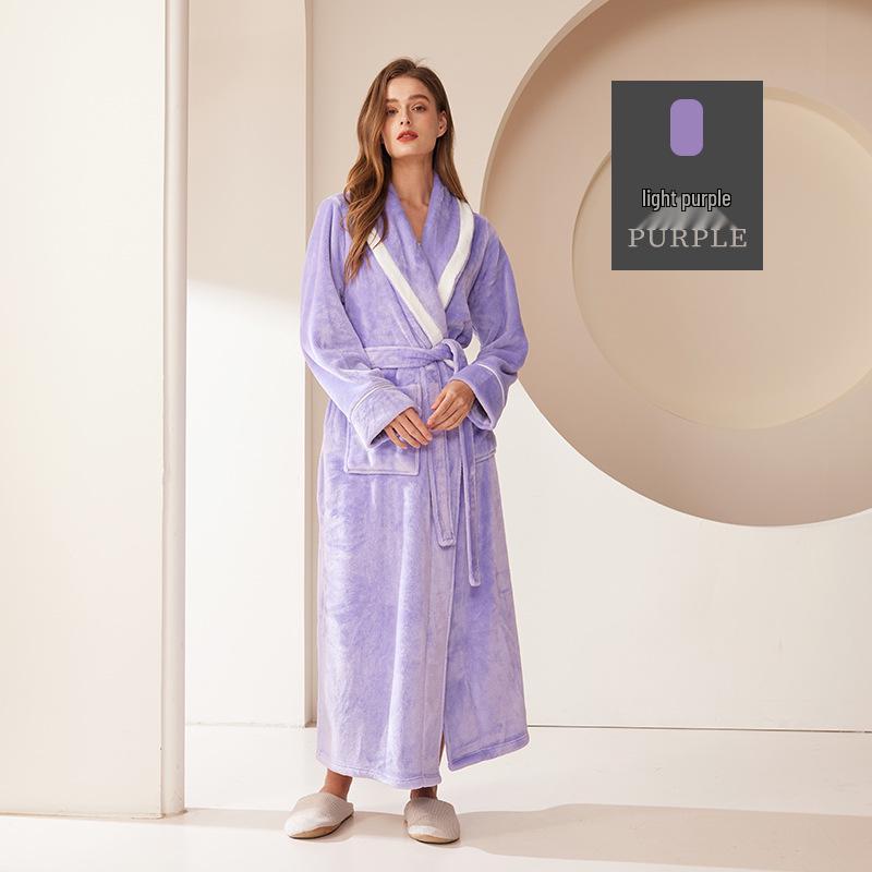 Thickened Flannel Couple s Robe - Men s Plus Size Coral Fleece Bathrobe for Autumn and Winter Medium