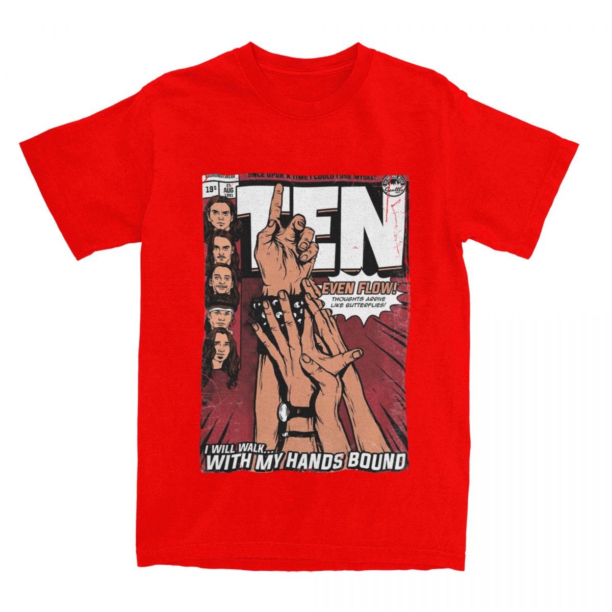 Men Women s Ten Studio Album Pearl Jam Graphic T Shirt Merchandise Vintage 100% Cotton T Shirt Tee Clothing All Seasons S