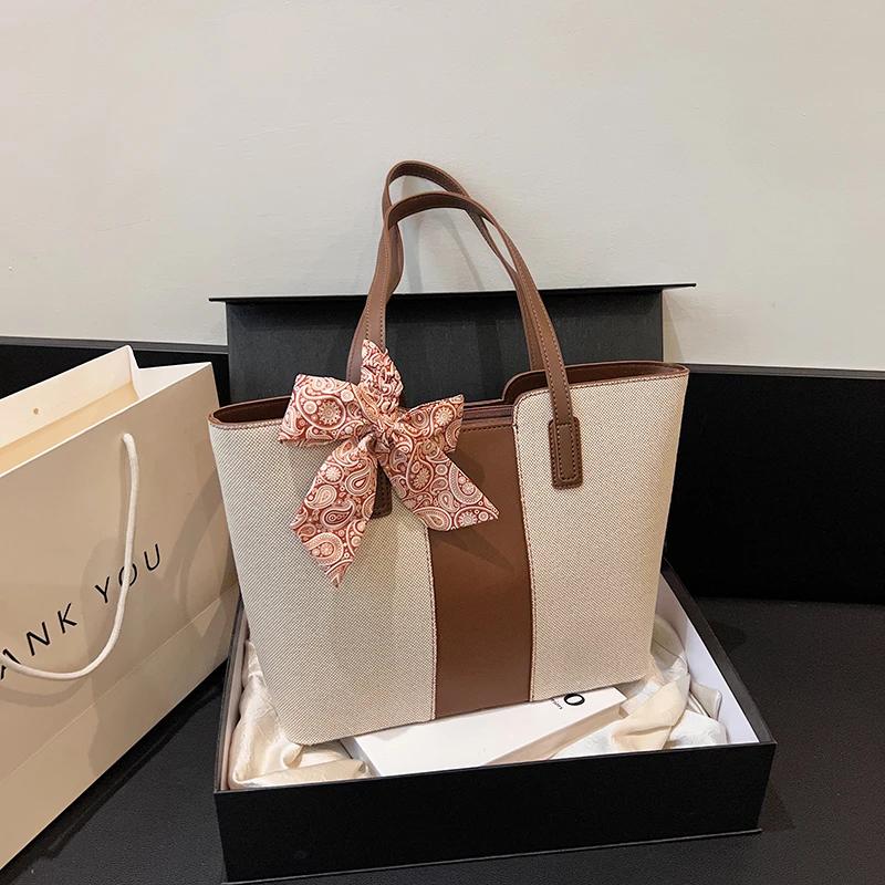 Unique Women's Shoulder Bag Large Capacity Versatile Tote Retro Displacement Bag Large Bag Contrast Fashion Autumn New