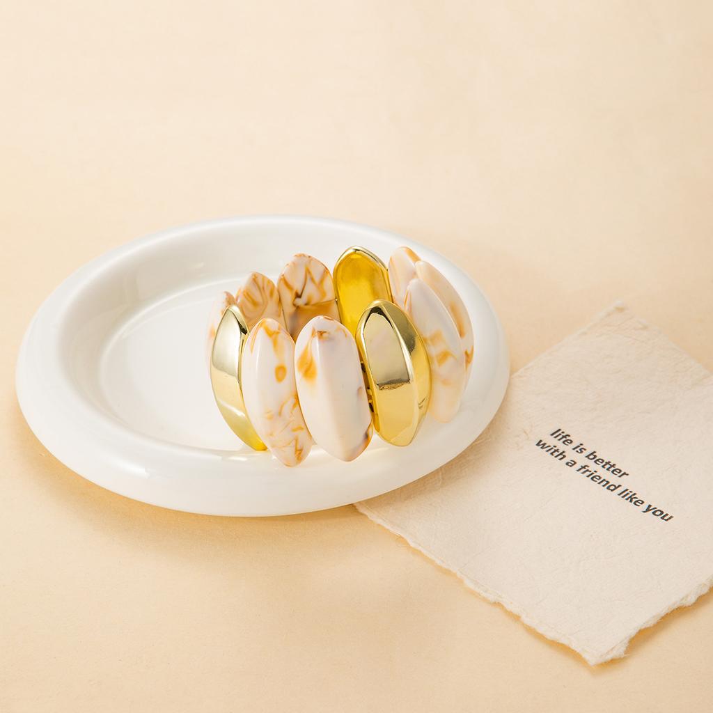 Retro Smudged Acrylic Elastic Bracelet, Exaggerated Personality, Simple Geometric Temperament, Advanced Sense Of Jewelry Women