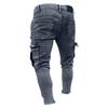 MakeWishes Denimi Men's Fashion Causal Pocket Zipper Slim Fit Shredded Denim Long Jeans Pants