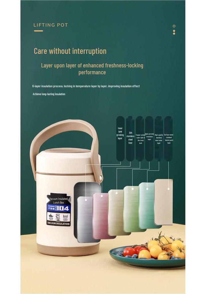 Thermos Isolato Sottovuoto in Acciaio Inossidabile 304 per Studenti e Professionisti (Due/Tre Strati, Portatile)