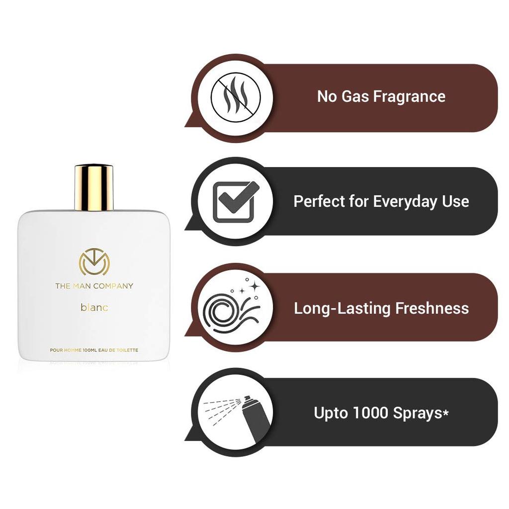 The Man Company Blanc EDT (Eau de Toilette) - 100 ml | Perfume For Men | Long Lasting Fragrance | Premium Body Spray For Men