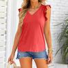 T Shirts For Women Pleated V-Neck Dressy Casual Blouses Printing Short Sleeve Summer Tops Loose Fit