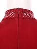 Womens Latin Dance Dress Mock Neck Long Sleeve Irregular Hem Shiny Rhinestones Tassel Performance Costume