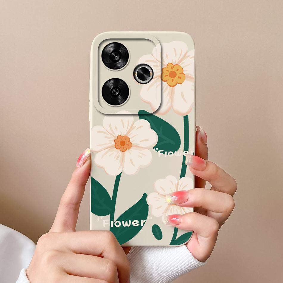 Case For Poco M6 Pro Sunflower Camera Protection Phone Cases For Xiaomi Poco M 6 M6Pro 4G 5G Soft Liquid Silicone Back Cover