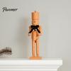 Christmas Holiday Tabletop Decorations Nutcracker Ornaments, Wooden Neutral Figures with Velvet Bow, DIY Decorative Soldier Statues Ornament