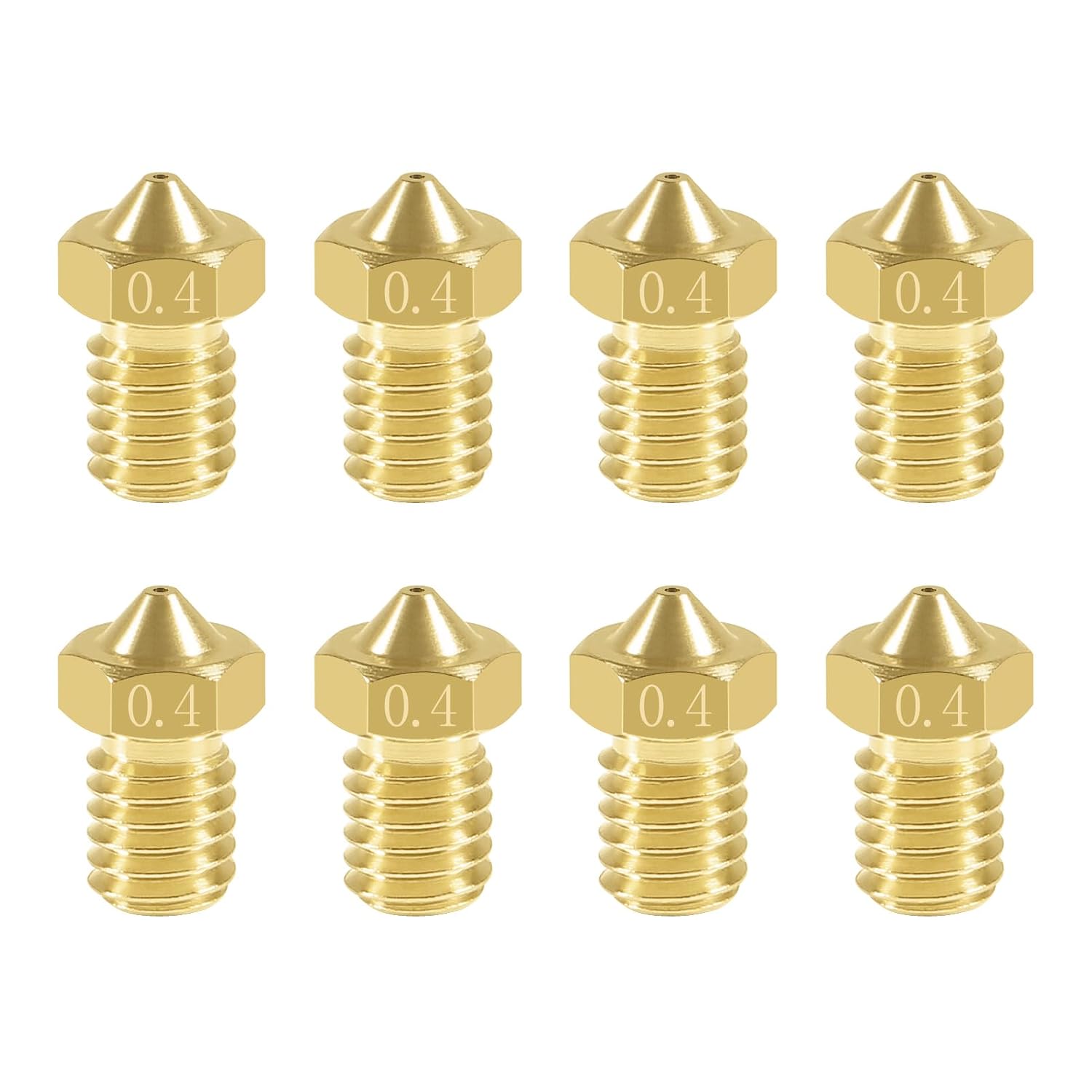 8 Pcs 0.4mm Extruder Nozzles 3D Printer Brass Nozzles for E3D V5 V6 1.75mm Filament 3D Printer