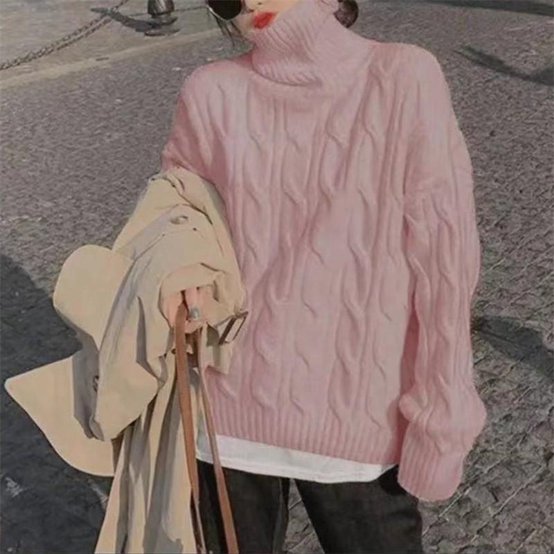 Lazy wind turtleneck sweater women's inner wear autumn and winter loose outer wear retro thickened soft waxy bottoming knitted sweater
