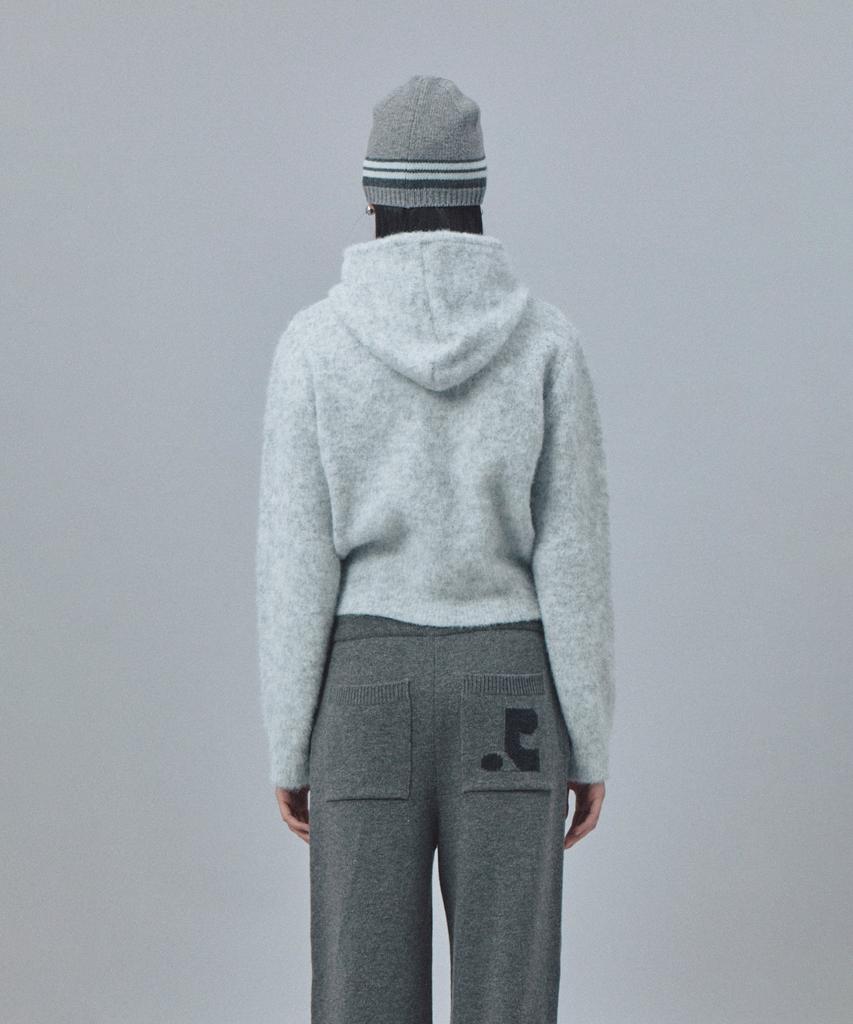 REST&RECREATION Hairy Knit Hood Zip-Up - Light Gray