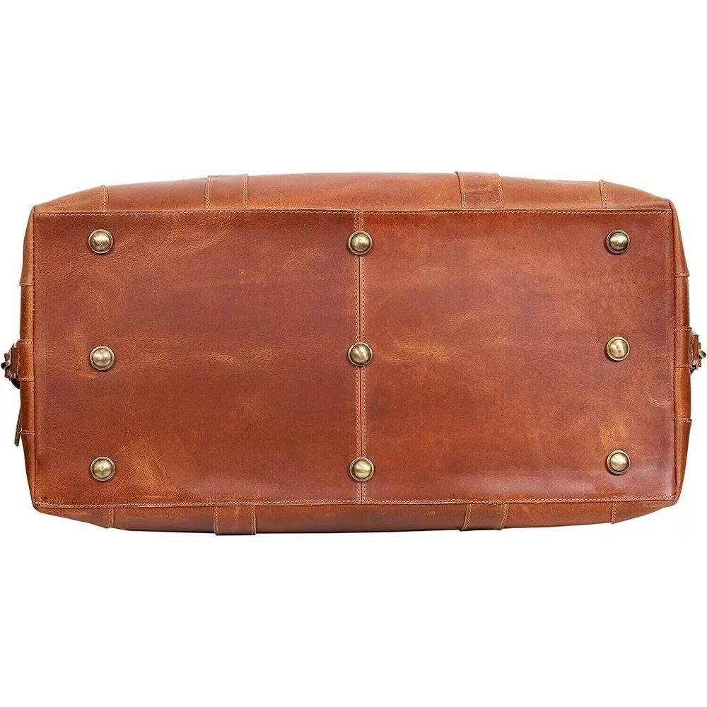 Bag Leather Duffel Travel Duffle Luggage Gym Weekend Tan Brown Vintage Overnight