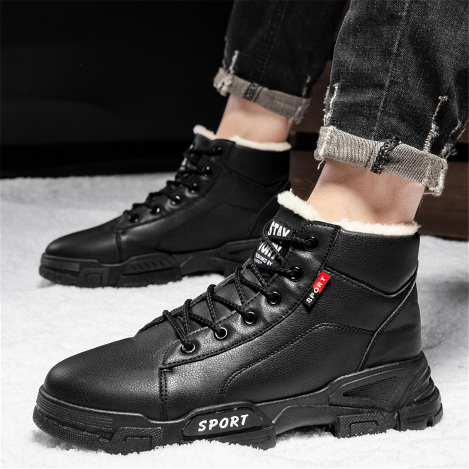 

Mens Boots Winter And Snow Boots Cotton Antiskid Warm Casual Shoes Snow Boots 43 чёрный