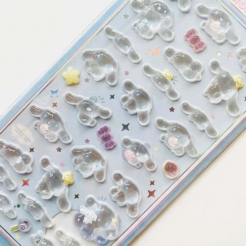 Anime Hellokitty Hangyodon Cinnamoroll 3Dtransparent Jelly Sticker Crystal Decorative Stickers Children's Phone Casesdiy Toys