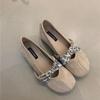 Retro Mary Jane shoes spring 2025 French temperament elegant suede round head shallow mouth inner height-increasing ballet shoes