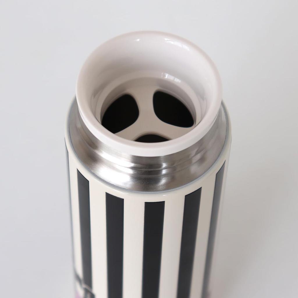 Anna Sui Stainless Steel Bottle (300ml) with Insulated, Cold, and Ice Guard, Striped Rose (Ivory) 001776-0001-01
