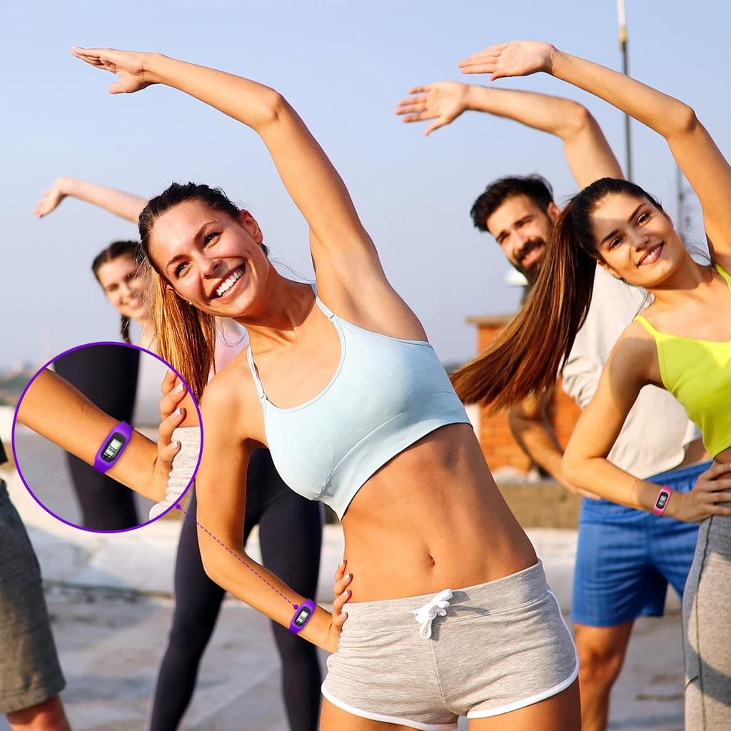 Geyoga 12 Pcs Pedometer for Walking Steps and Miles Pedometer Watch Silicone Steps Tracker Running Pedometer Bracelet Ankle Step Counter for Calorie