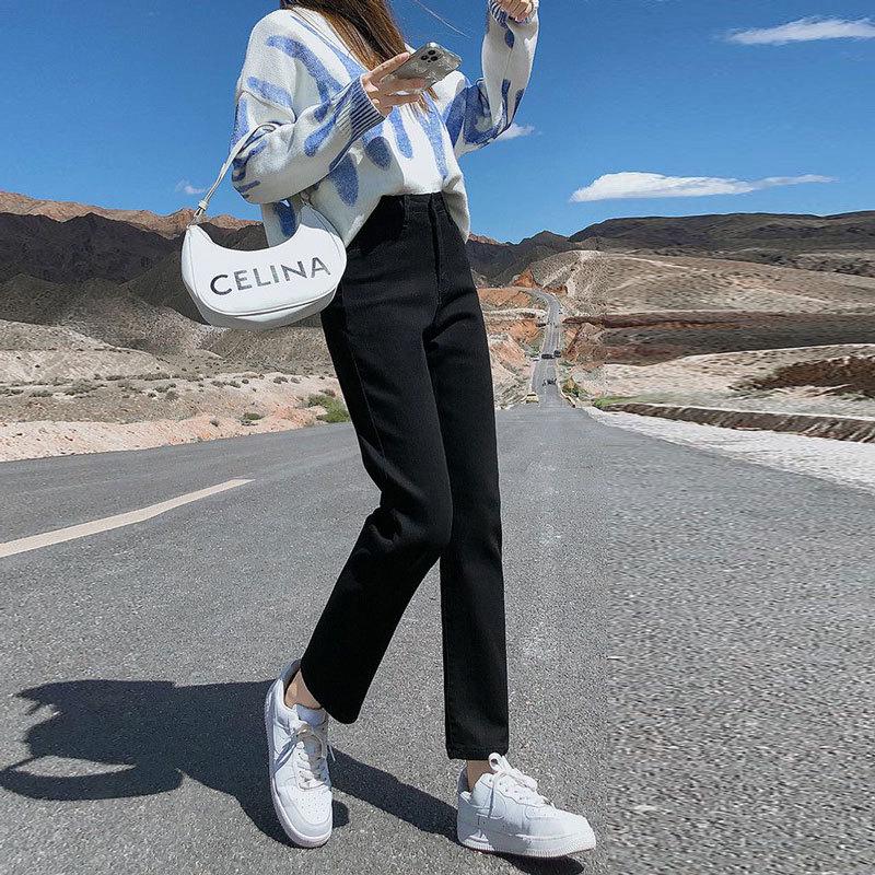 Women's Blue-Gray High-Waist Elastic Slim-Fit Cigarette Pants - Spring/Summer Fashion