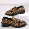 New Women's Large Size Leopard Print Loafers - Suede British style fashionable versatile flat bottom not tired feet arch support sports casual shoes
