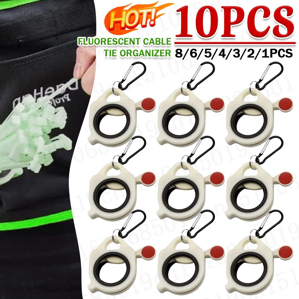 10-1PC Cable Tie Organizer Lightweight Plastic Cable Tie Holder Glow In The Dark Electrical Wire Ties Clip Portable Storage Tool