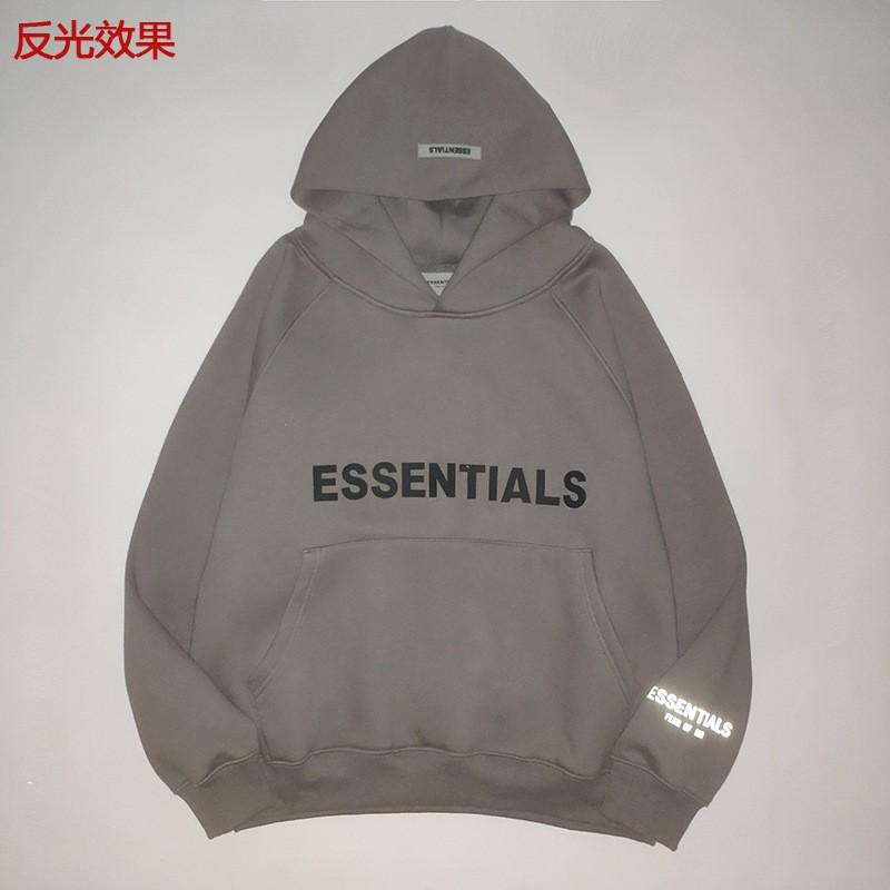 Essentials Streetwear Oversized Hoodie Couples - Reflective 3D Letter Print Lightweight Cotton Unisex Loose Fit