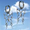 Gothic Punk Silver Color Hollowed-out Thorn Swallowtail Butterfly Pendant Hoop Earrings for Men Women Couples Halloween Jewelry