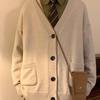 Suéter Cardigan Retrô Universitário Masculino Primavera/Outono 2026 - Tricô Japonês Solto
