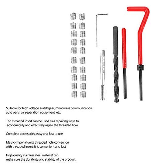 M7 X 1.0 Helicoil Thread Repair Kit Stainless Steel 25Pcs Thread Repair Kit Stainless Steel Twisted Drill Wrench Threaded Insert Tap Insertion Tool