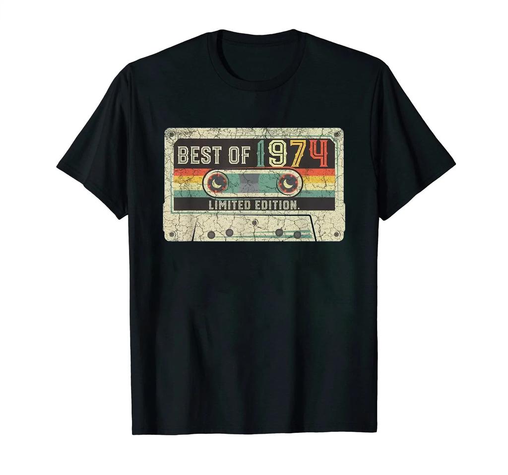 Classic Vintage Born in 1974 Retro 70s Style Birthday Year Tshirt Men Women Unisex T Shirt Streetwear Comfort Summer Cotton Tee