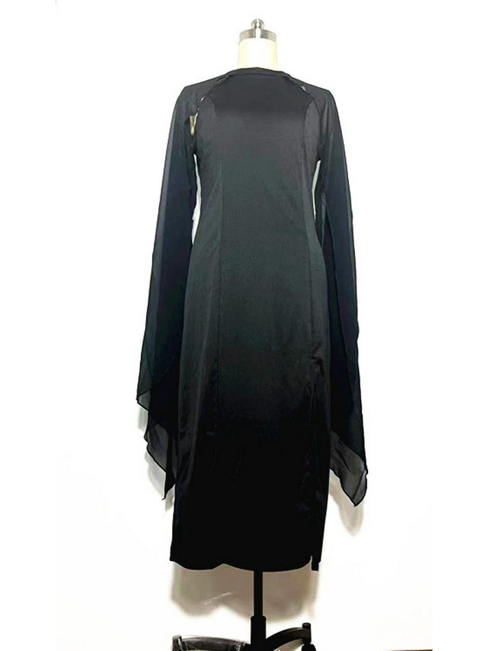 

Женское стильное вечернее платье из шифона с вставками - Элегантный европейский и американский королевский стиль 2XL