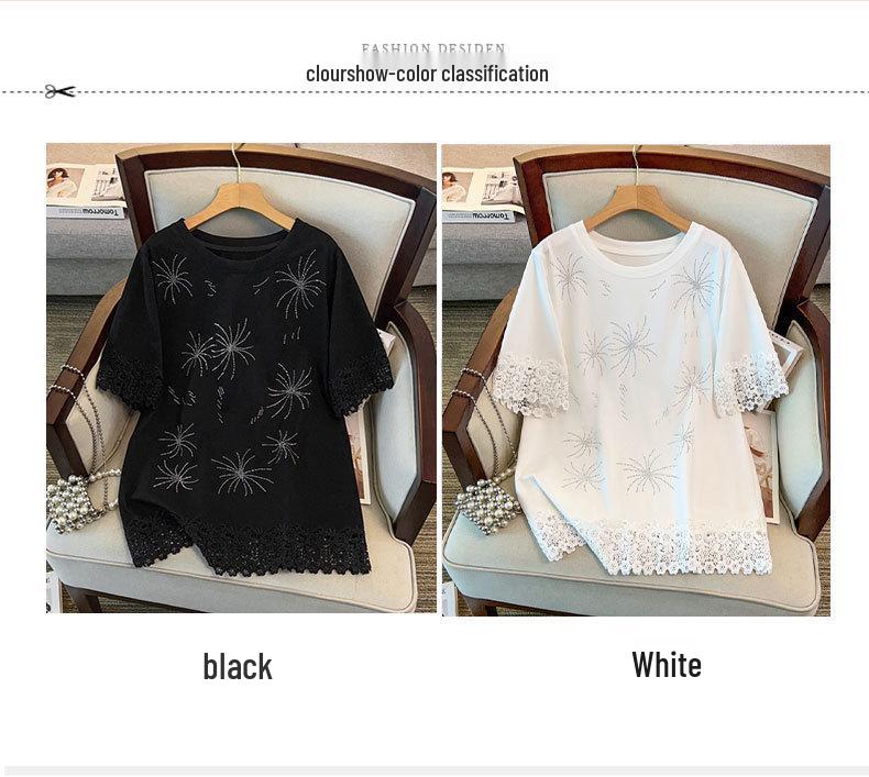 Plus Size Women's Loose Round Neck Mid-Length Short Sleeve T-shirt, Sizes 200/300/350 Jin, Bust 150/160.