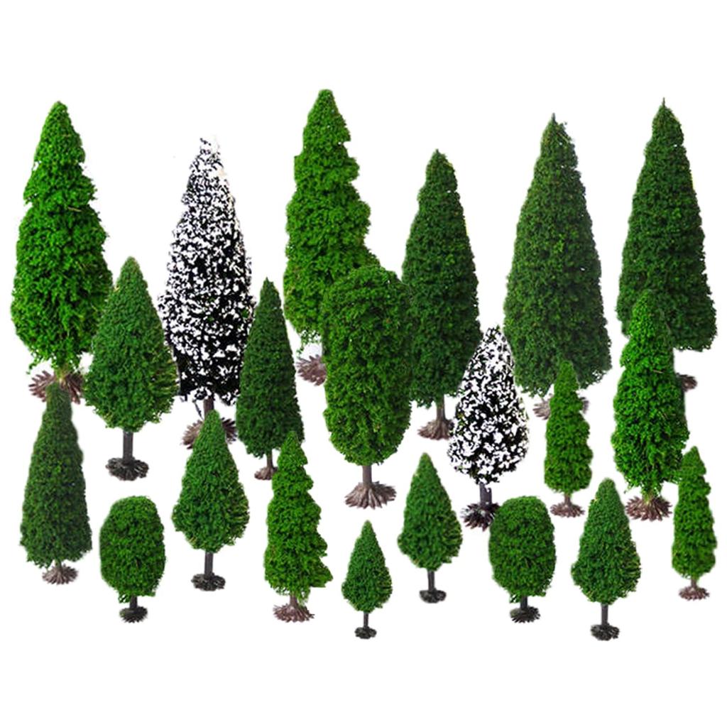OrgMemory Model Trees, 19 Trees, 5-15 cm HO Gauge, for Dioramas, Landscapes, Railway Models, and Architectural Models, Miniature Gardens, and Dioramas