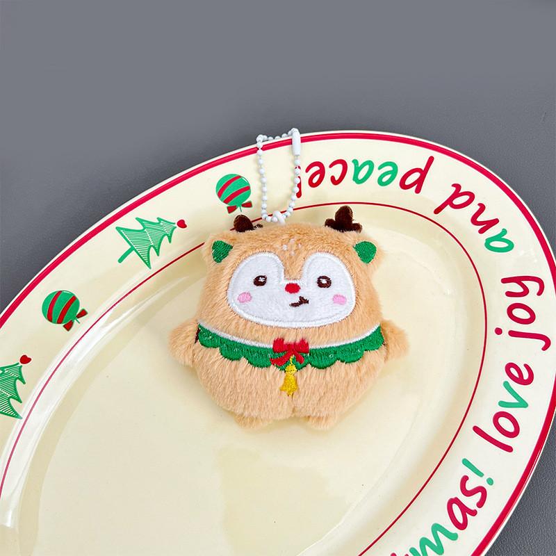 Plush Keychain Christmas Santa Claus Xmas Tree Deer Stuffed Doll Bag Decor Gift