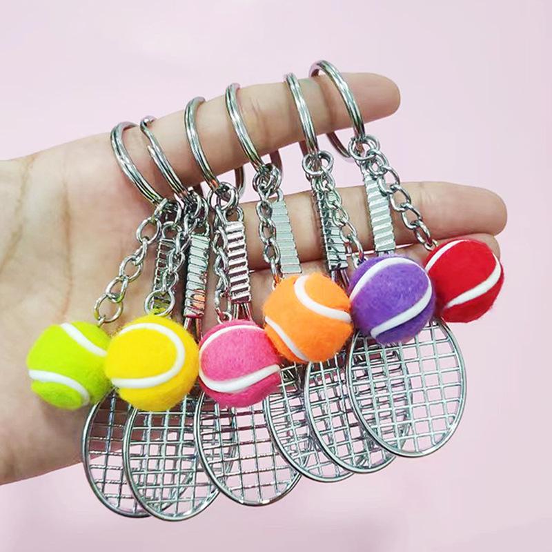 Creative Tennis Racket Keychain Pendant - Sports Gift & Backpack Accessory