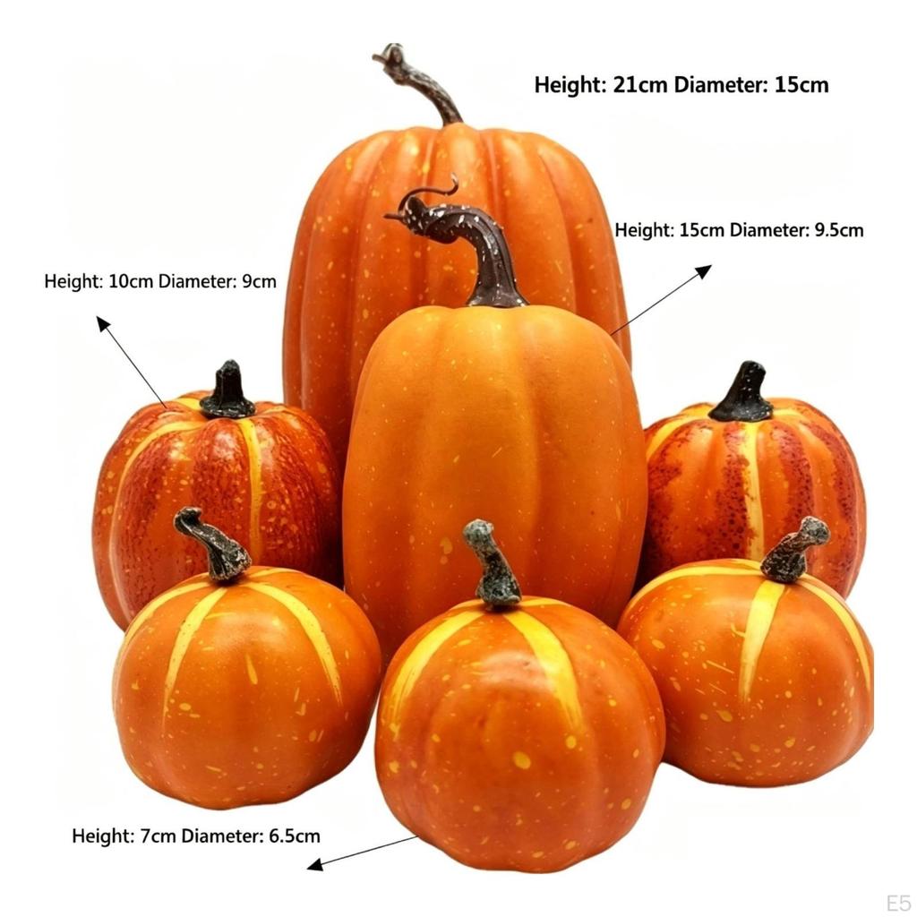 8 Pieces Assorted Artificial Pumpkins Decorative with Faux Pumpkin Decor for