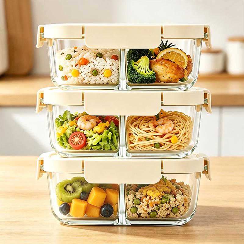 Microwaveable Leak-Proof Glass Lunch Bento Box for Office Workers