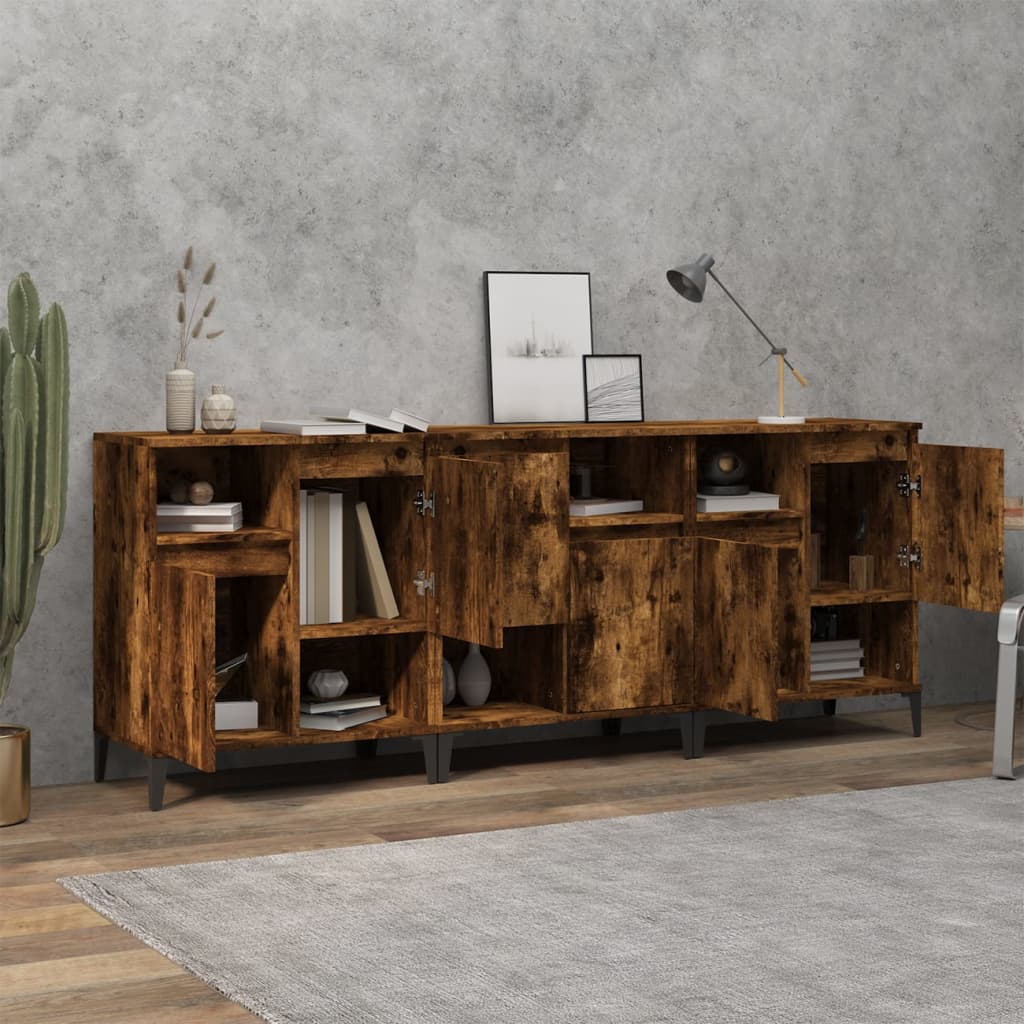 Sideboards 3 pcs Smoked Oak 60 x 35 x 70 cm Particleboard