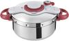 Szybkowar Tefal dla 2 do 4 osób, kompatybilny z palnikiem gazowym IH, łatwy w użyciu, 10-letnia gwarancja, Minit Easy Ruby P4620669 4,5 l, otwierany/zamykany, „Crypso Red”