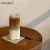 KEMORELA 4/6 pezzi Tazza portatile da 380 ml - Tazza quadrata unica in vetro resistente al calore con coperchio e cannuccia, versatile per bevande calde o fredde